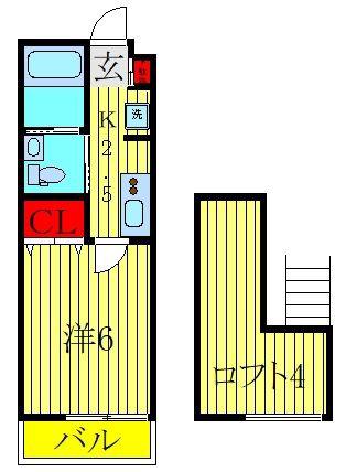 GRANDIR千城台(1K/2階)の間取り写真