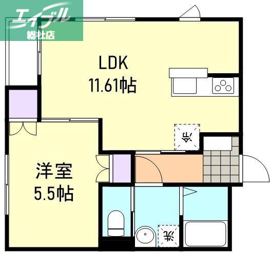 エレガントリオマル(1LDK/1階)の間取り写真