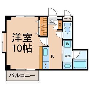 クオン千原(1K/1階)の間取り写真