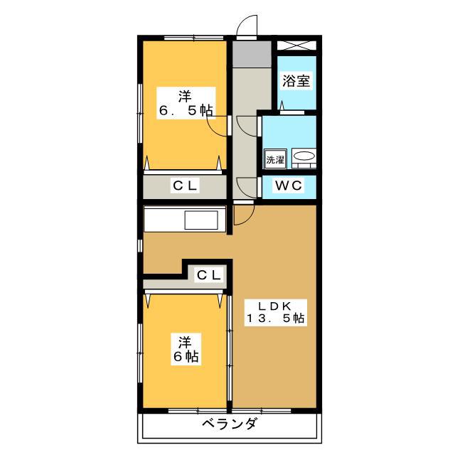 サンフェスタKATO A棟(2LDK/2階)の間取り写真