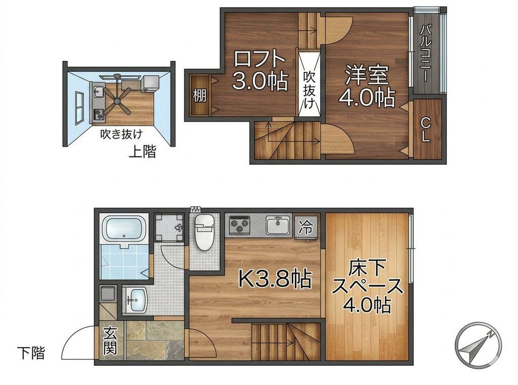 ポラリス光丘II 357(1K/1階)の間取り写真