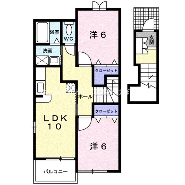 グラベール I(2LDK/2階)の間取り写真