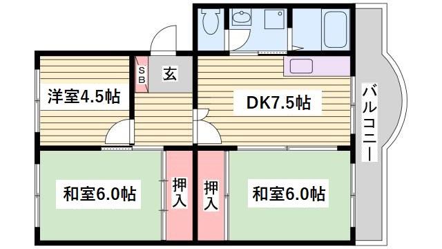 すずらん台コート(3DK/3階)の間取り写真