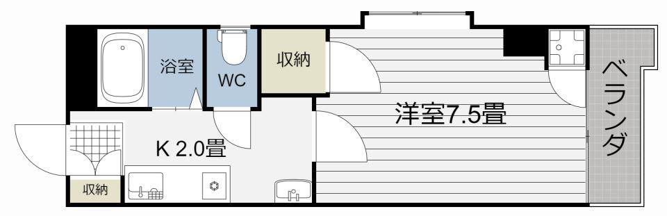 第二メゾン荒田(1K/4階)の間取り写真