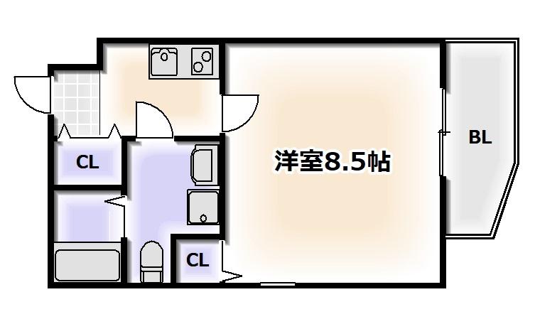 ドゥエリング桜川(1K/5階)の間取り写真