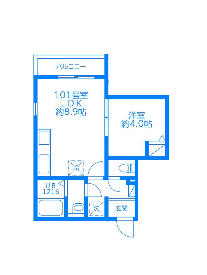マピエス潮見台(1LDK/1階)の間取り写真