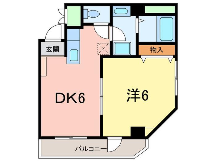 カーサ森(1DK/2階)の間取り写真