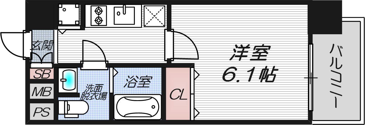 クリスタルグランツ東天満(1K/12階)の間取り写真