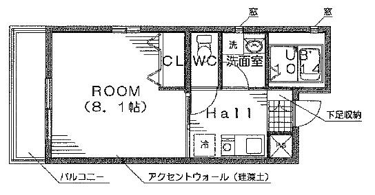 グランデ・エストレーラ(1K/2階)の間取り写真