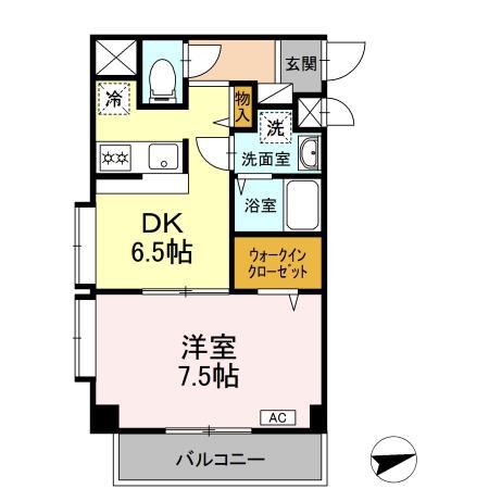 ボンヌール菊野台(1DK/3階)の間取り写真