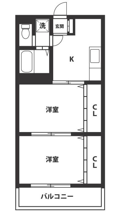 久保田ビル(2K/2階)の間取り写真