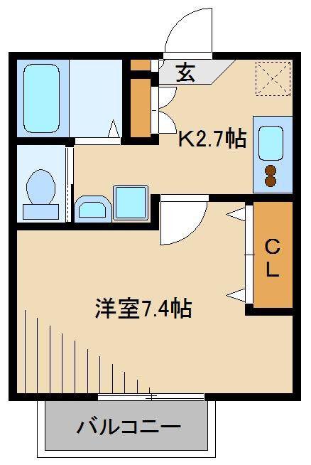 ソレアード西大宮II(1K/1階)の間取り写真