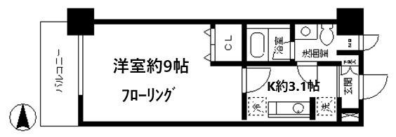 バウハウス(1K/6階)の間取り写真