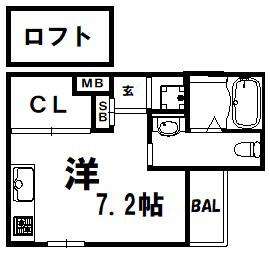 シティフラット灘(ワンルーム/2階)の間取り写真