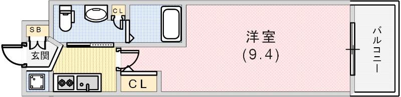 エステムコート神戸ハーバーランド前IVベイライト(1K/8階)の間取り写真