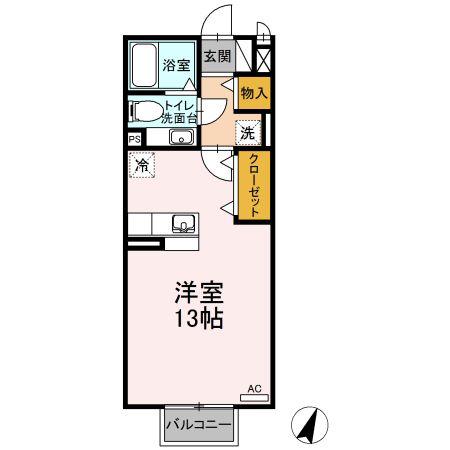 サンハイツINA(ワンルーム/2階)の間取り写真