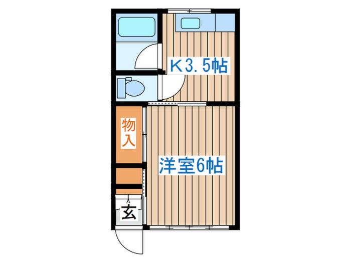 コーポブリッジサイド(1K/1階)の間取り写真