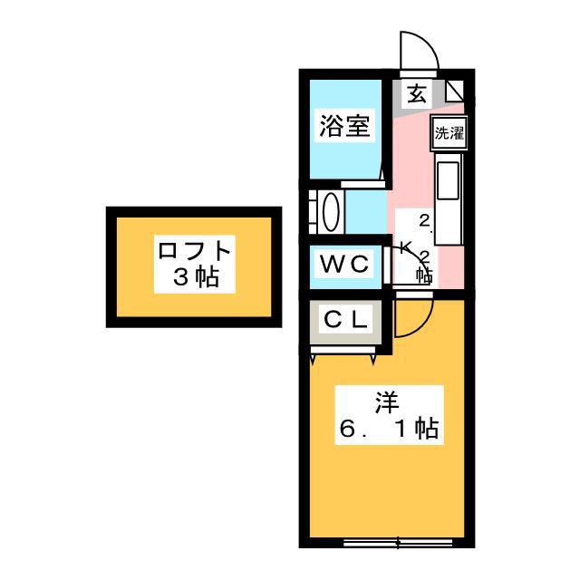 KINAヒルズ(1K/1階)の間取り写真