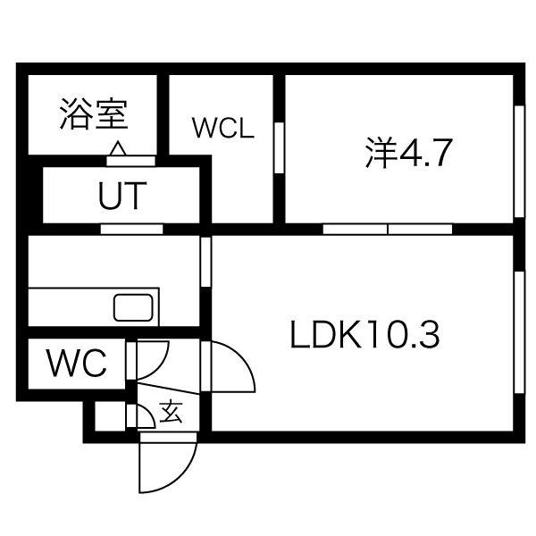 グレンウッド菊水(1LDK/3階)の間取り写真
