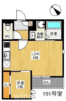 GRANDTIC MICOS(1LDK/1階)の間取り写真