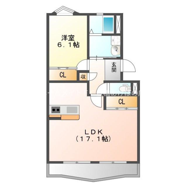 堂坂マンション(1LDK/1階)の間取り写真