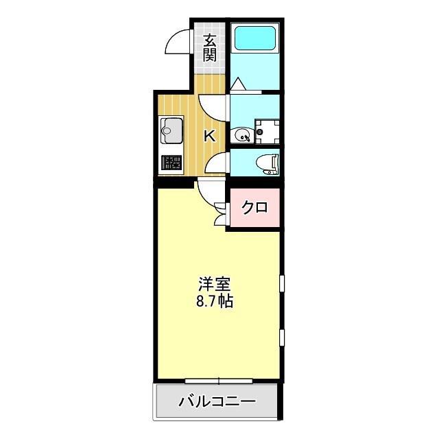 AXIS東田中(1K/3階)の間取り写真