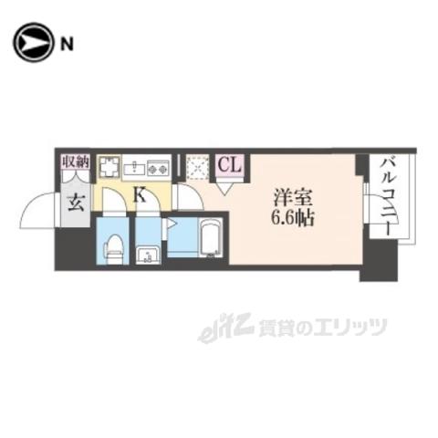 プラシード京都(1K/2階)の間取り写真