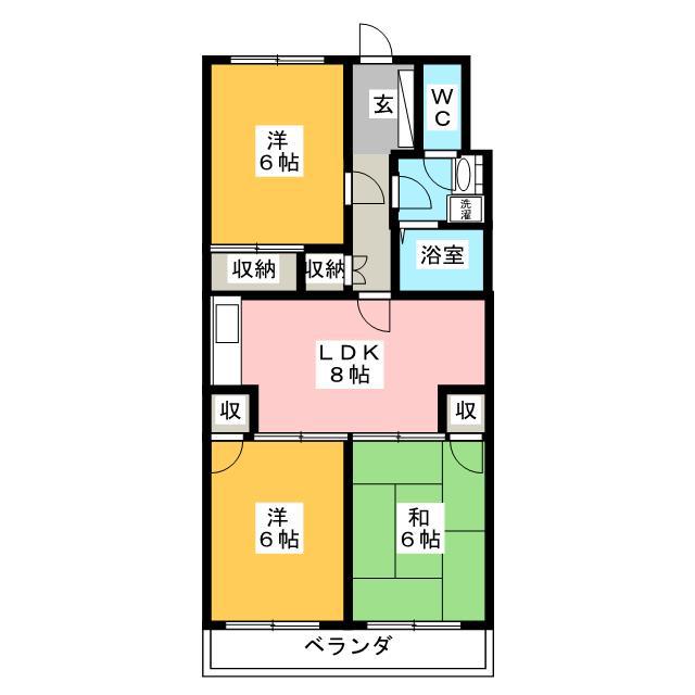 ハイム高宮(3DK/7階)の間取り写真