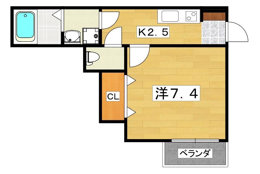 デイアコート香里(1K/1階)の間取り写真