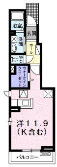 フェリオ南蔵王(ワンルーム/1階)の間取り写真