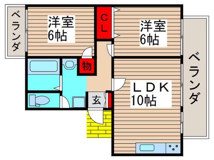 レジデンスロイヤルガーデン A(2LDK/2階)の間取り写真