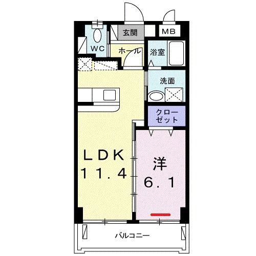 コンソラージュ・エアル(1LDK/4階)の間取り写真