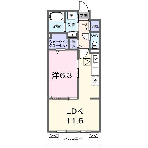 エリシオン・レジデンスV(1LDK/1階)の間取り写真