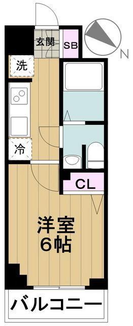 レジディア蒲田(1K/6階)の間取り写真