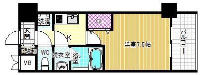 MID COURT UMEKITA(1K/6階)の間取り写真