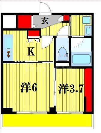 ダイヤモンドクレスト南流山(1LDK/2階)の間取り写真