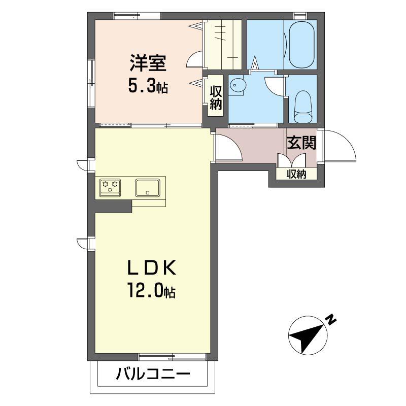 VILLA ウエスト(1LDK/2階)の間取り写真