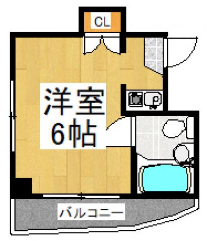 クレストアサカ(ワンルーム/2階)の間取り写真
