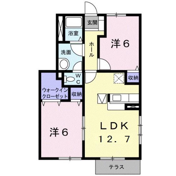 ジュネス B(2LDK/1階)の間取り写真