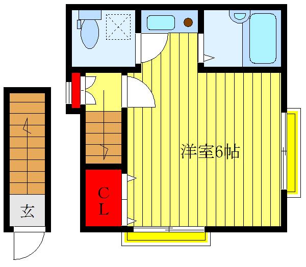 PETIT APPARTMENT北(ワンルーム/2階)の間取り写真