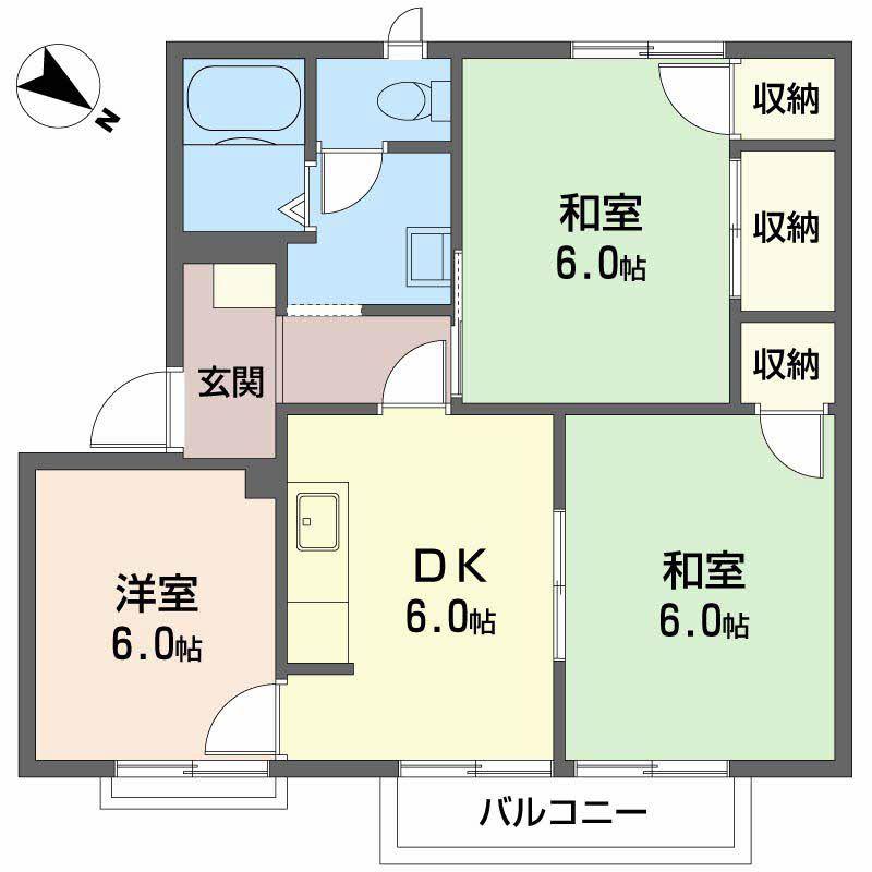 フレグランス中井(3DK/2階)の間取り写真