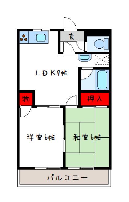 ネオポリス志紀(2LDK/2階)の間取り写真