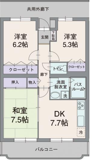 アビタシオン松長(3DK/3階)の間取り写真