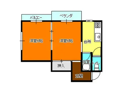 ハイツK(2K/2階)の間取り写真