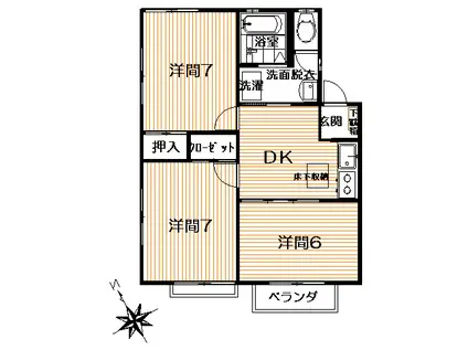メゾンド岡田(3DK/2階)の間取り写真