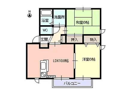 グランシードユウ(2LDK/2階)の間取り写真