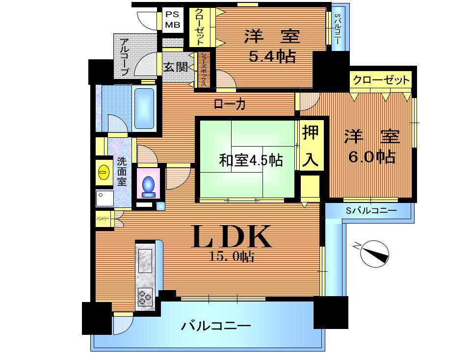 ワコーレ伊丹駅前ウイングス(3LDK/11階)の間取り写真