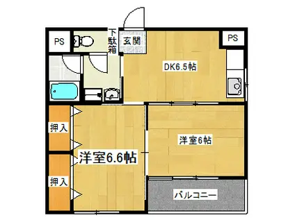 レジデンス28番館(2DK/3階)の間取り写真