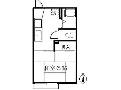 ハイツ岡野(1K/2階)の間取り写真