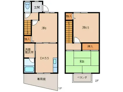 メゾンドゥボヌール(3DK/1階)の間取り写真